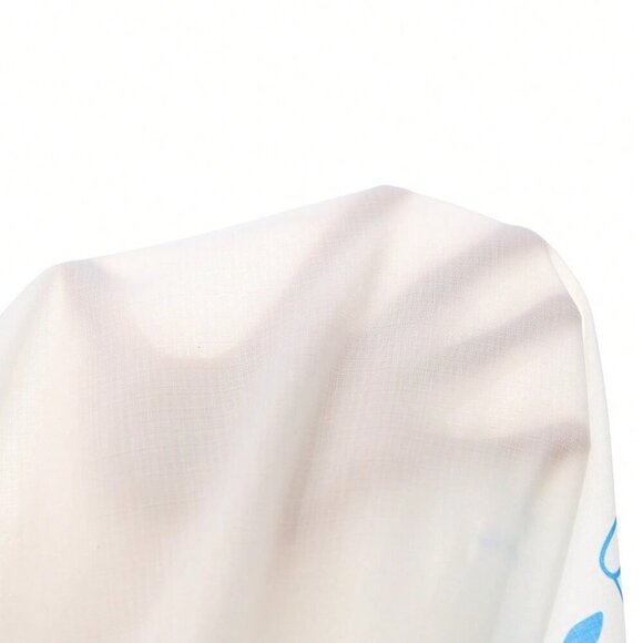 Blue And White Boho Women's Woven Print Midriff-Baring Top And Flowy Hem  Dress - Picture 4 of 12